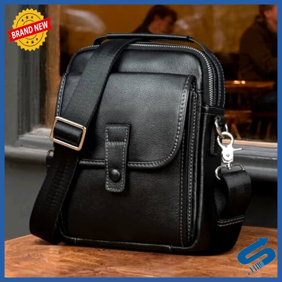 Amazon.com: Augus 100% Genuine Leather Small Messenger Bag  Leather Small Messenger Bag Crossbody Shoulder Sling Travel Daypack